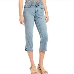 NYDJ High Waist Lace Up Hem Capri Jeans Not Your Daughter’s Jeans size 00